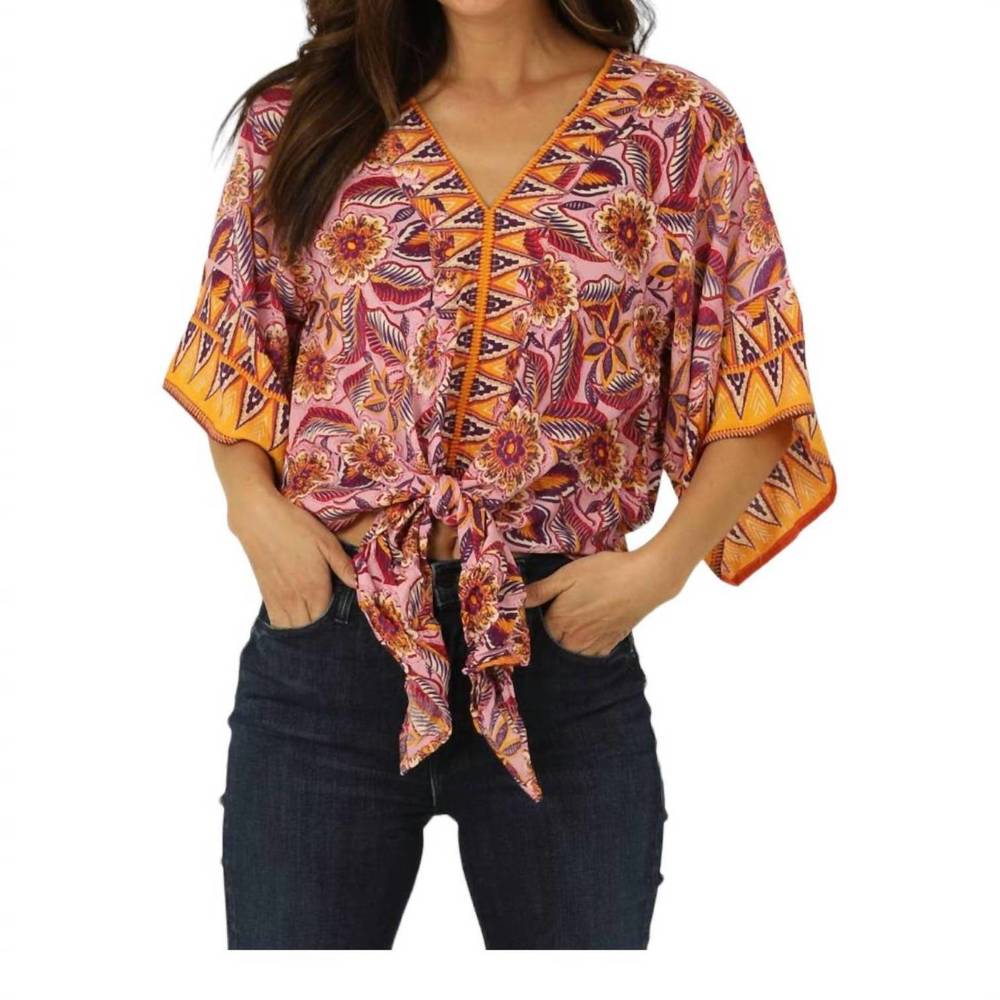 Nostalgia Floral Blouse in Pink and Orange